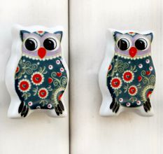 Grey Owl Flat Ceramic Knob